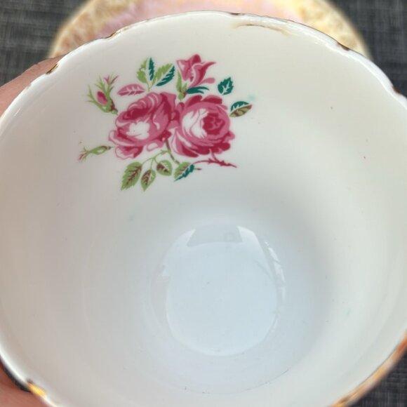 Royal Stafford Pink Tea Cup and Saucer, Pink Rose Gold Chintz Teacup and Saucer - Picture 5 of 10